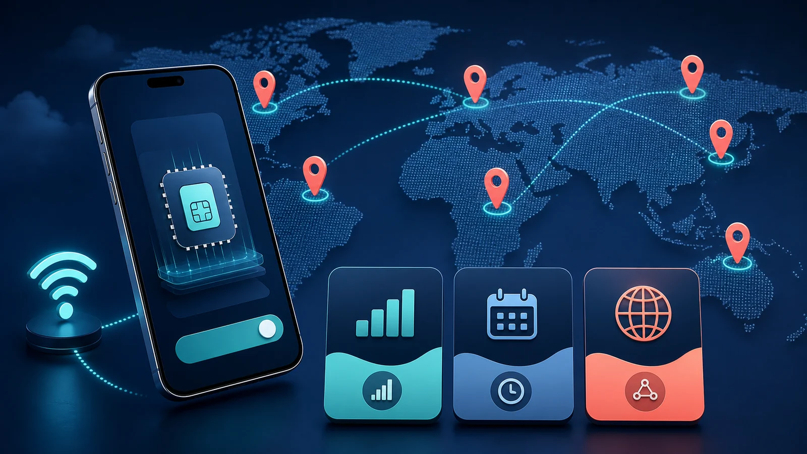 A travel eSIM connecting an unlocked phone across destinations