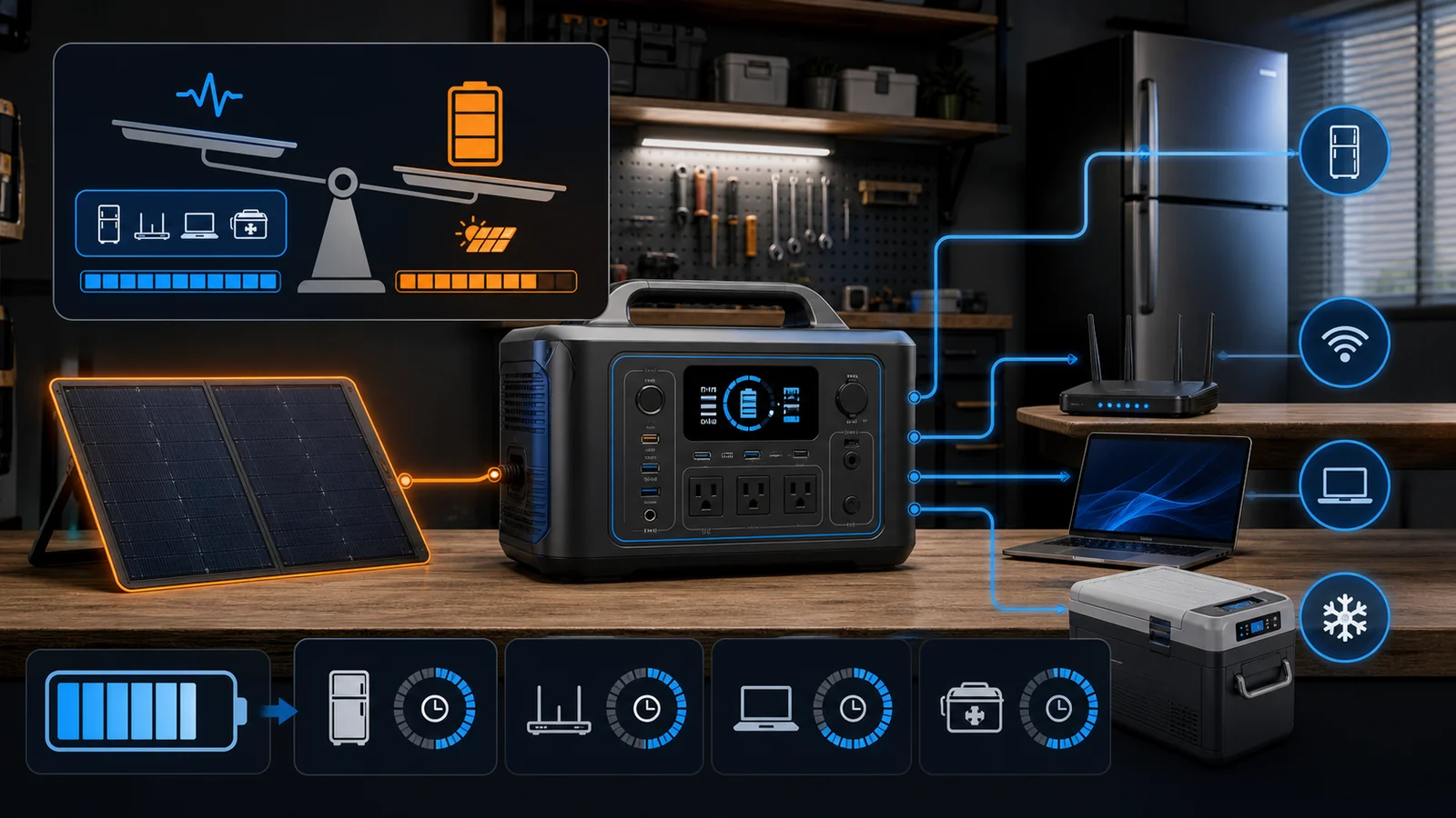 Portable power station loads, battery runtime and solar charging compared