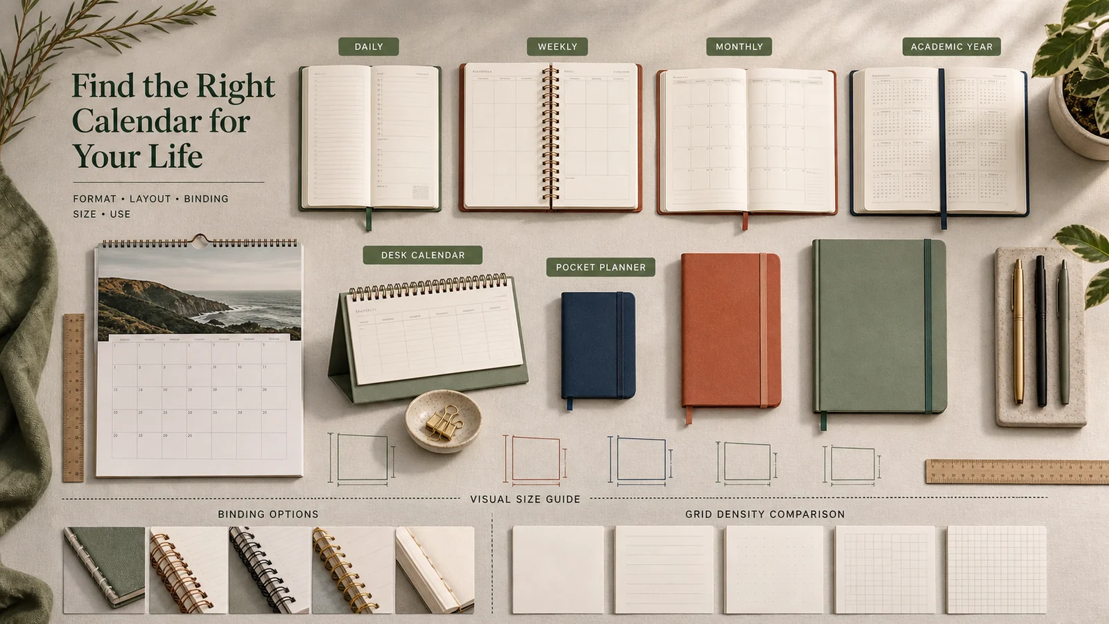 Daily, weekly, monthly, academic, wall, desk and pocket planner formats compared