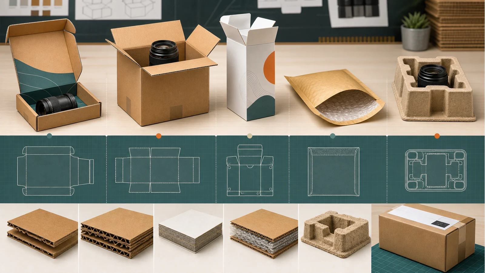 Custom packaging formats, dielines and protective materials compared