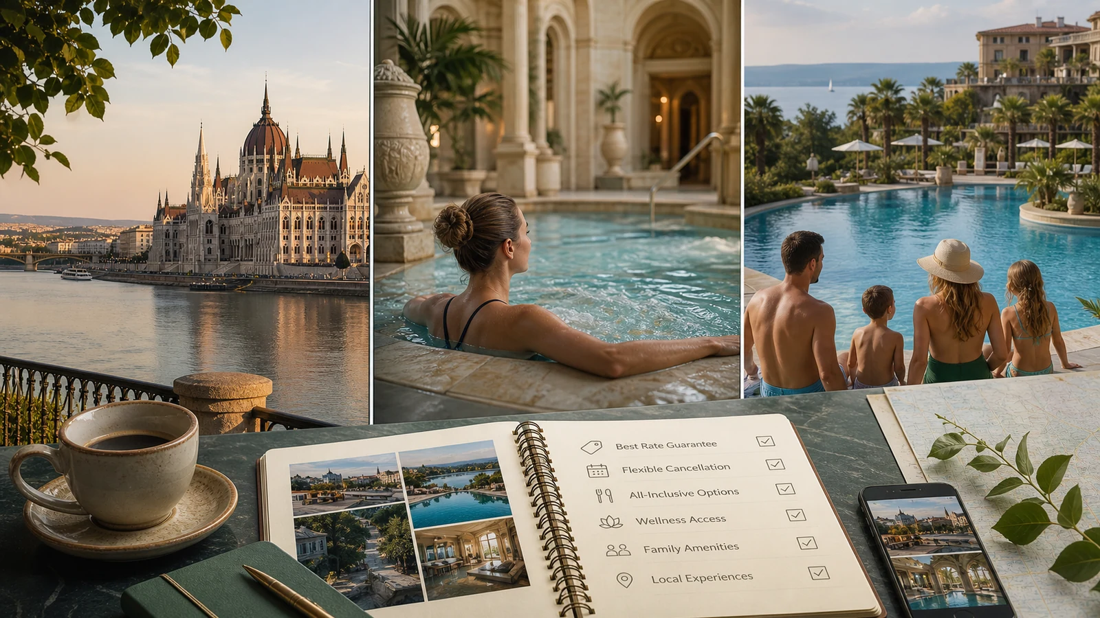 Budapest city hotel, thermal spa and family resort compared with rate and inclusion checklist