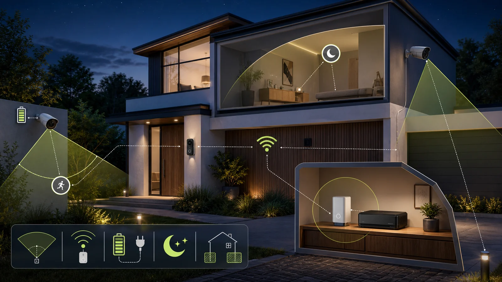 Smart-home cameras compared by coverage, power, Wi-Fi, storage and privacy